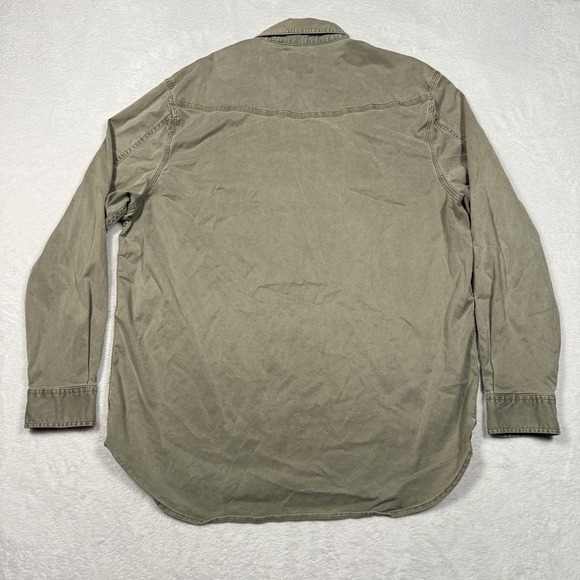 Lucky Brand Shirt Mens Extra Large Olive Green Saturday Stretch Western Snap - Picture 4 of 8